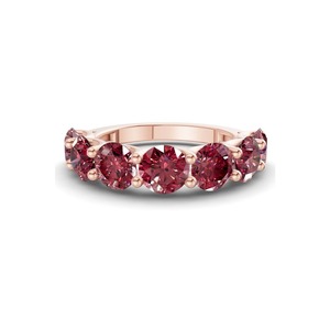 Bague essentielle en or massif 14 carats avec diamant de laboratoire de couleur Cognac Cerise, 1,00 carat total, pureté VS, 7 diamants couleur ambre - Product Image 3