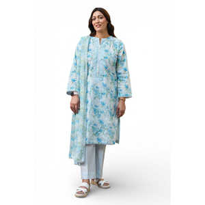 Traje de 3 Piezas BM-62020 ODM con Estampado Floral Digital y Bordado, con Dupatta de Chifón Translúcido para Uso Diario - Product Image 1