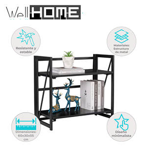 Well Home Scaffale in metallo nero 60x30x55 cm - Product Image 2