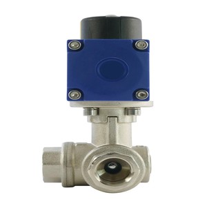 Vanne à boisseau sphérique actionnée électrique en L 304 acier inoxydable 3 voies 220V haute température support d'huile OEM pris en charge - Product Image 4