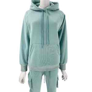 Ensemble 2 pièces surdimensionné à épaules tombantes Sweat-shirt et pantalon de survêtement d'hiver Sweat à capuche à motif solide avec pantalon de jogging - Product Image 6