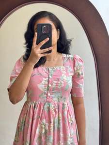 ชุดแมกซี่เดรสลายดอกไม้มีระบายแนวชิคคอลเลกชันฤดูร้อนสไตล์บอลลีวูด - Product Image 3