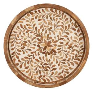 Bandeja con incrustaciones de hueso para cena, bandeja para servir hecha a mano, incrustaciones de hueso de lujo, desayuno de Ramadán, comida, fruta, café, té, bandeja decorativa en - Product Image 6