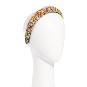 Elegante banda para el cabello con cuentas de semillas, colorida personalizable para accesorios para el cabello con cuentas para novia, cristal de Murano y cuentas de vidrio - Product Image 1