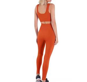 Ensemble de yoga et de fitness pour femmes, respirant, 100% coton, séchage rapide, grande taille, motif uni, ensemble 2 pièces, vente en gros, OEM - Product Image 5