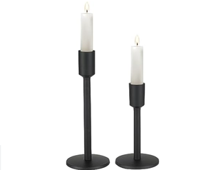 Ensemble de deux bougeoirs finis noirs décor à la maison bougeoir de fête de mariage utilisation intérieure et extérieure - Product Image 1