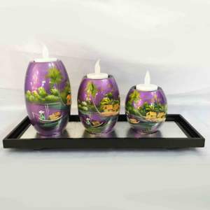 Luxury lacquer <b>candle</b> holder handmade lacquered <b>tea</b> <b>light</b> stand lacquerware for home accessory - Product Image 3