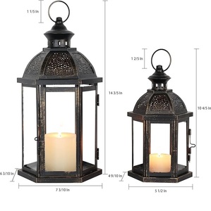 Ensemble 2 grandes lanternes de Noël d'intérieur et d'extérieur de style vintage au design moderne suspendues pour la maison directement en usine - Product Image 2