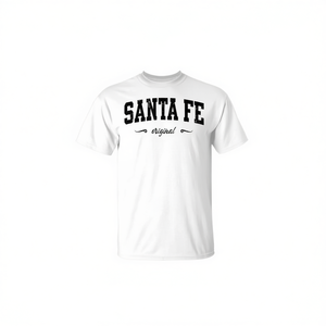 T-shirt originale Santa Fe bianca da uomo, girocollo, manica corta, in cotone, abbigliamento promozionale - Product Image 2