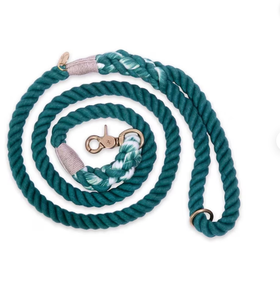 ชุดสายจูงสุนัขและปลอกคอสุนัขผ้าฝ้ายสีเขียวเข้มสายจูงสุนัขแบบทำมือปรับแต่งได้ตามต้องการ - Product Image 1
