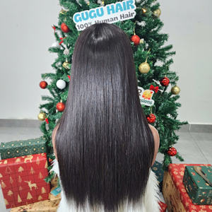 Perruques en cheveux humains vierges vietnamiens 100% naturels, couleur naturelle, lisses, double trame, longueur longue, fournisseur vietnamien, 22 pouces - Product Image 4