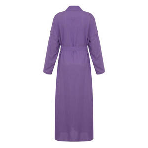 Robe chemise en voile lilas avec détails aux manches - Viscose respirante, style élégant pour femme de bureau - Product Image 3