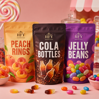Nouveaux sacs personnalisés pour bonbons, sachets refermables de qualité alimentaire, pochettes en aluminium Mylar avec fenêtre