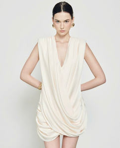 Glittering Nude Sequin Cami Gown Flowy Silk Organza <b>Maxi</b> <b>Skirt</b> Made in Vietnam - Product Image 3