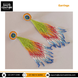 La Mejor Oferta en Pendientes de Mujer Hechos a Mano con Borlas de Crisantemo Verde de 13 cm de Largo y Cuentas, para Usar en la Playa o al Aire Libre, a Bajo Precio - Product Image 3