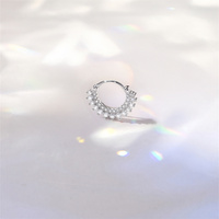 925 argent Sterling Moissanite rond nez anneau oreille tambour Clip Piercing boucle d'oreille pour les femmes