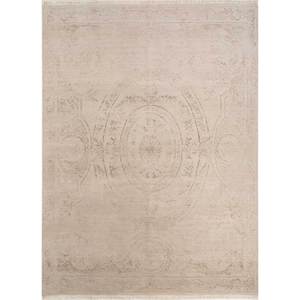 Tapis Azalea en laine et soie de bambou noué à la main, 10 mm d'épaisseur, motifs rectangulaires abstraits à médaillon pour la maison et le couloir - Esk-1532 - Product Image 1