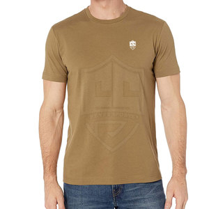 Camiseta de algodón de alta calidad para hombre, cuello redondo transpirable con patrón de logotipo sólido, longitud corta, diseño personalizado OEM hecho en Pakistán - Product Image 4