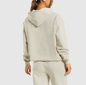 Ensemble de jogging 2 pièces XL grande taille pour femmes-Pantalon de survêtement à capuche en velours respirant 100% coton Logo personnalisé Nouveau design Printemps - Product Image 2