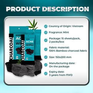 100% Bamboo Charcoal Fabric Mint Scented Feminine Anti-Acne Wipes for Women's Skin Care Ecowipes for Adults - Product Image 6