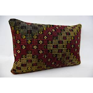 Oreiller en Laine Patchwork Kantha Multicolore 16x24 Pouces Motif Vintage Tissé - Product Image 2