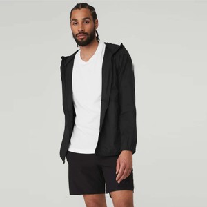 Chaqueta cortavientos con capucha para hombre, chaqueta ligera impermeable y resistente al viento para exteriores con Capucha ajustable y cremallera - Product Image 1