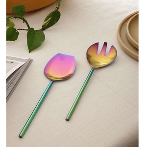 Juego de cubiertos de acero inoxidable espejado, apto para lavavajillas, ensalada, cuchara para servir, juego de cubiertos - Product Image 1