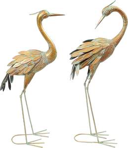 Juego de 2 Esculturas de Aves de Metal Estilo Herencia, Escultura Voladora para Decoración de Granjas, Ambiente Exterior, Espacios Nativos Indígenas - Product Image 1