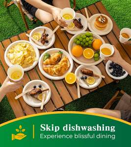 Pure Organic Jetable 8 Compartiment Avec Couvercle Plateau De Repas De Qualité Alimentaire Option De Dîner De Mariage Et D'hôtel Assiettes De Fête Lot de 50 - Product Image 4