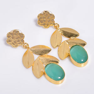 Boucles d'oreilles en laiton avec pierres précieuses faites à la main pour filles boucles d'oreilles en laiton plaqué or 18 carats bijoux personnalisés en laiton exportateur - Product Image 1