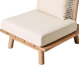 Canapé de jardin extérieur Chaise longue Meubles de patio Combinaison en bois de teck naturel avec corde et coussin-Zee - Product Image 3