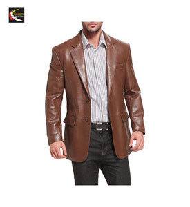 Long manteau en cuir marron pour hommes prix en gros bon marché production en vrac approvisionnement d'usine - Product Image 1