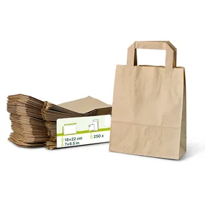 Generic <b>Box</b> S Recycling Paper Carrier Bags 18X8X22Cm <b>Kraft</b> Lightweight Portable Gift Shopping Paper Sacks - 250 pcs/carton - Product Image 1