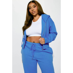 Streetwear de jogging zippé pour femmes de grande taille à la mode avec des survêtements surdimensionnés à coupe ample - Product Image 1