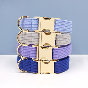 <span class=keywords><strong>Collar</strong></span> de perro de lujo hebilla de Metal logotipo personalizado Premium <span class=keywords><strong>Color</strong></span> sólido ajustable <span class=keywords><strong>Collar</strong></span> de perro de pana para venta al por mayor - Product Image 1