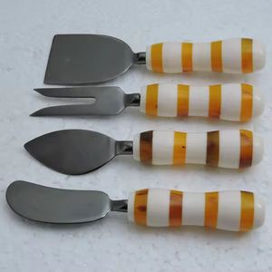 Cubiertos de madera de primera calidad para restaurante, juego de cuchillos para queso con mango de mármol verde y blanco, espátula, cuchillo para mantequilla, tenedor, diseño elegante para el hogar - Product Image 5
