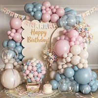 Kit d'arche de guirlande de ballons rose, bleu, blanc et bleu poussière, pour mariage bohème, anniversaire, décorations et fournitures pour fête sur le thème de l'ours