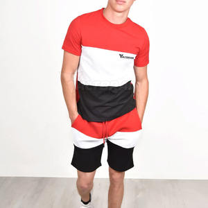 Venta al por mayor de ropa de calle de verano para hombres Casual camiseta y pantalones cortos conjunto de logotipo personalizado transpirable patrón sólido camiseta y pantalones cortos - Product Image 6