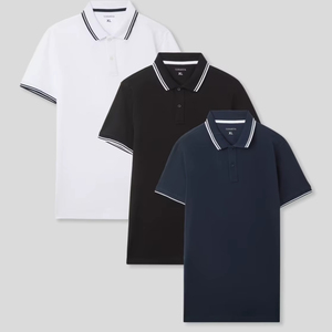 T-shirt Polo Uni Élégant en Toile Douce et Respirante pour le Travail Décontracté, le Sport et le Confort Quotidien – Teint Uni Foncé - Product Image 1
