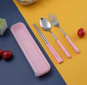 Stainless Steel Portable Tableware <b>Chopsticks</b> Fork Spoon <b>Set</b> Silver from india manufacturer - Product Image 4