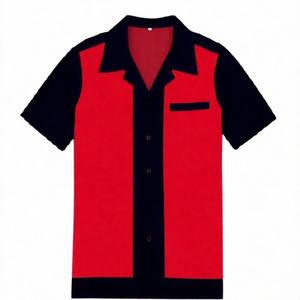 Men's Vintage Two-Tone <b>Bowling</b> Shirt with Vertical Contrast Panels Open Notch Collar and Breathable Performance Fabric for Teams - Product Image 5