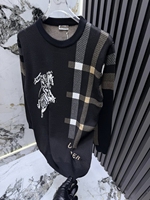 Pull tricoté à col rond pour homme, manches longues, contraste blanc et noir, motif écossais, anti-plis, style décontracté streetwear, vente en gros