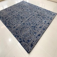 Abstrakte hand geknüpfte Teppiche aus 100% Seide von bester Qualität für Wohnzimmer creme und dunkelblaue Teppiche Modernes kunden spezifisches Design