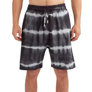 Venta al por mayor pantalones cortos de lana Tie-Dye personalizados para hombres pantalones cortos negros para hombre con forro polar suave, ropa de calle informal de verano - Product Image 1
