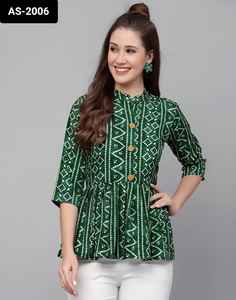 Kurtis courts en tissu crêpe fantaisie traditionnel indien et collections supérieures pour le festival quotidien portent un haut à impression numérique à bas prix - Product Image 4