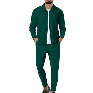 Ensemble de veste gaufrée pour homme le plus vendu pour le printemps et l'automne pantalon confortable et décontracté à revers de couleur unie pour l'hiver - Product Image 3