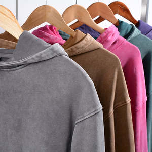 Sudadera con capucha personalizada lavada con ácido bordado Sudadera con capucha desgastada Sudadera con capucha completa lavada vintage algodón en blanco - Product Image 1