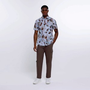 Chemise de vacances OEM ODM style chinois pour hommes Chemise décontractée à manches courtes avec motif Chemise avec peinture à l'encre pour hommes - Product Image 2