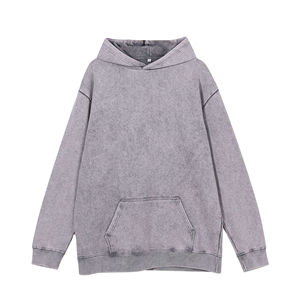 เสื้อฮู้ดผ้าเปียกแบบมีซิปสำหรับผู้ชายไหล่ตกขนาดใหญ่แนววินเทจ - Product Image 3