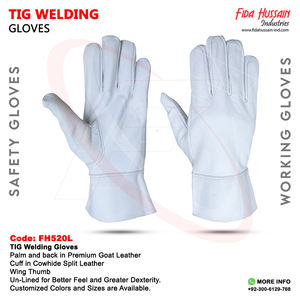 Unlined OEM Premium Goat Leather White Tig Welding Gloves With Maximum Protection Wing <b>Thumb</b> Styled luvas de soldagem tig - Product Image 6